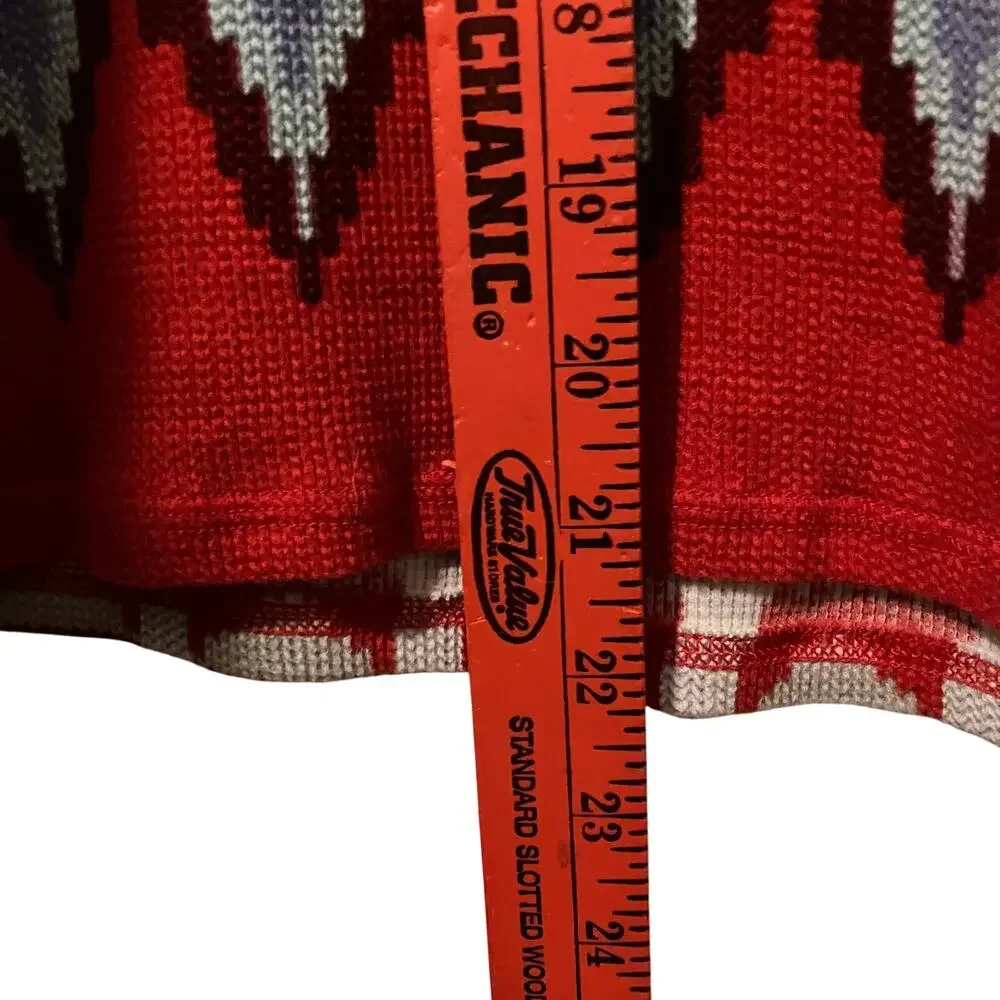 Victoria's Secret Henley V-Neck Top Fair Isle Aztec Hearts Thermal Red XS